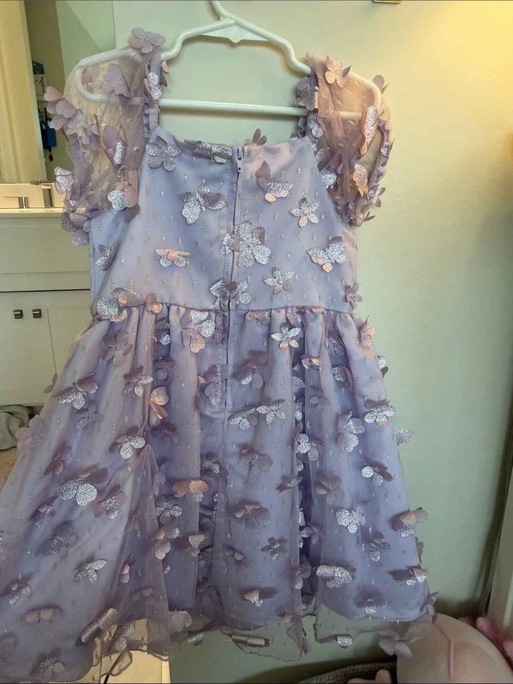 Rare Editions Lavender Floral Appliqué Party Dress